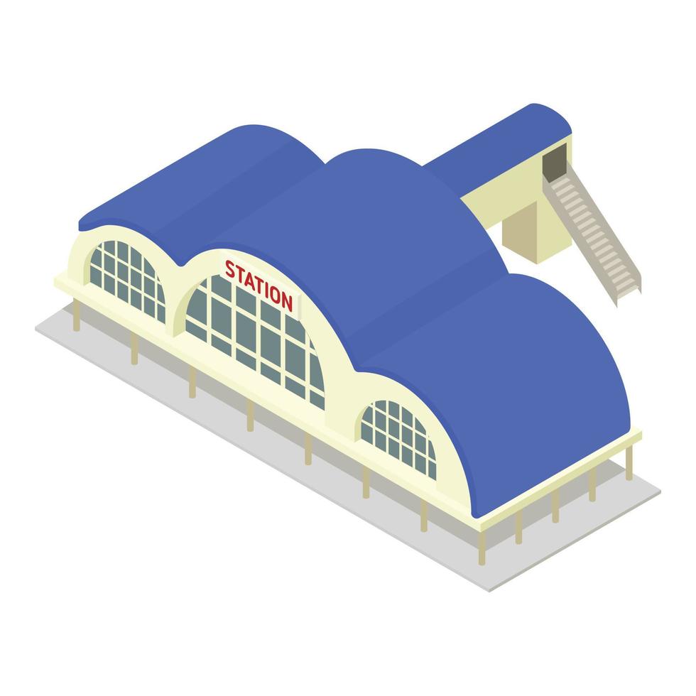 Modern railway station icon, isometric style vector