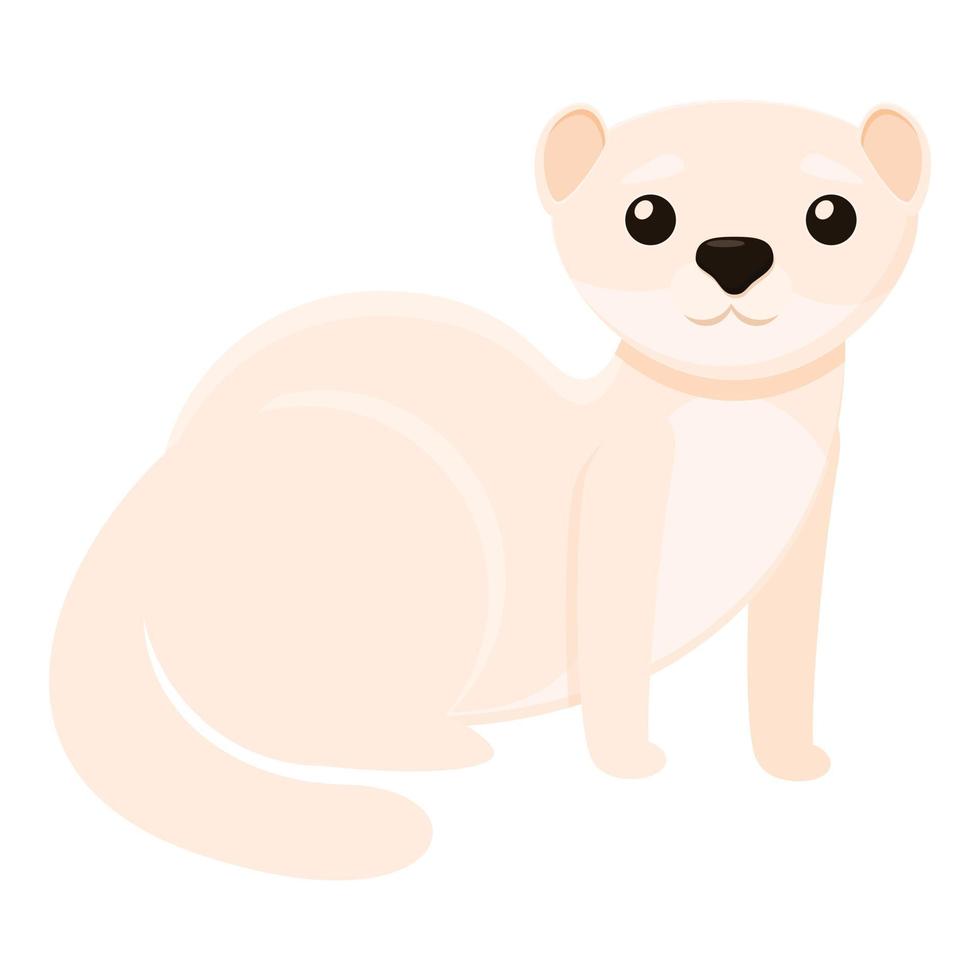 White cute mink icon, cartoon style vector