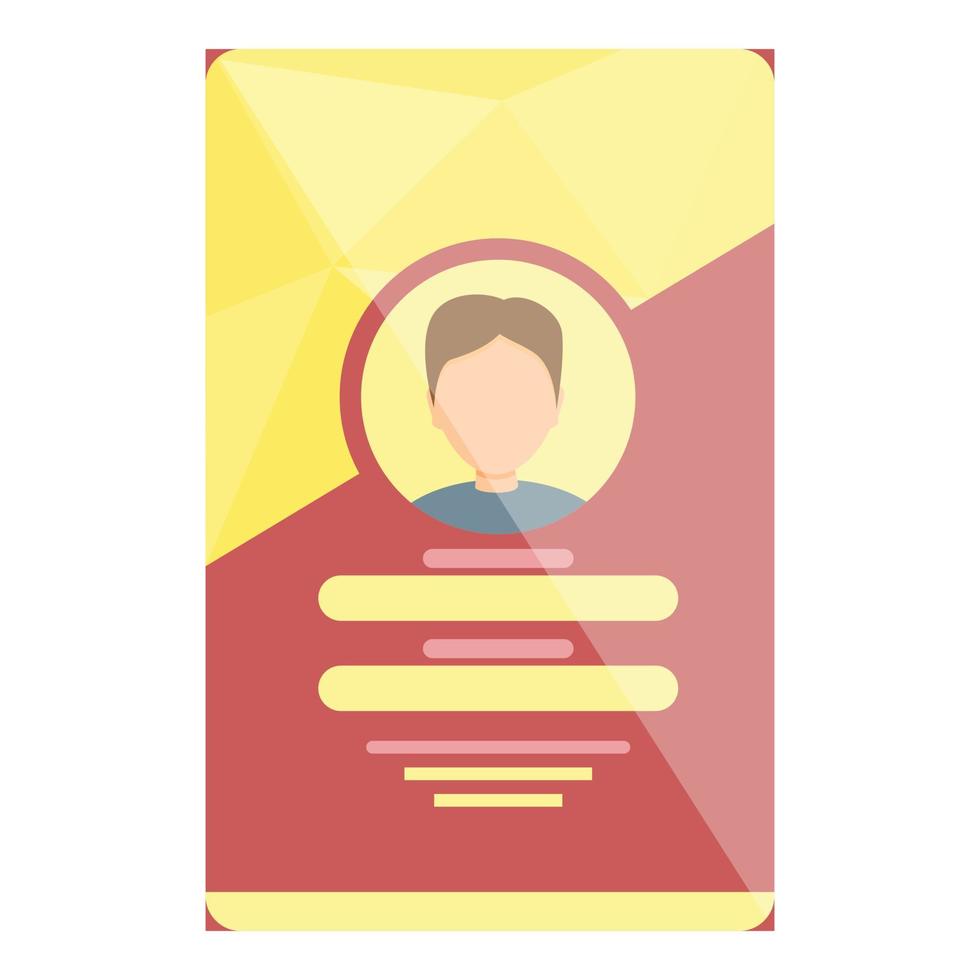 icono de foto de tarjeta de identificación, estilo de dibujos animados vector
