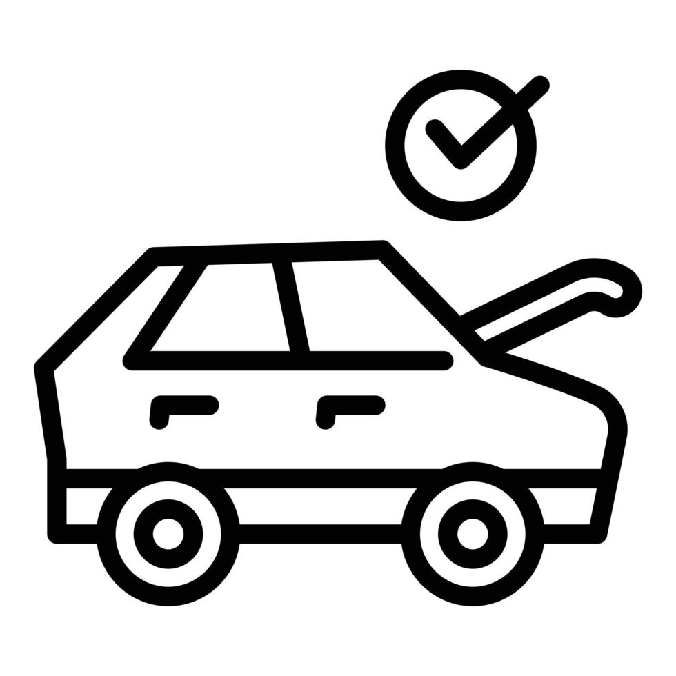 icono de coche compartido aprobado, estilo de esquema vector