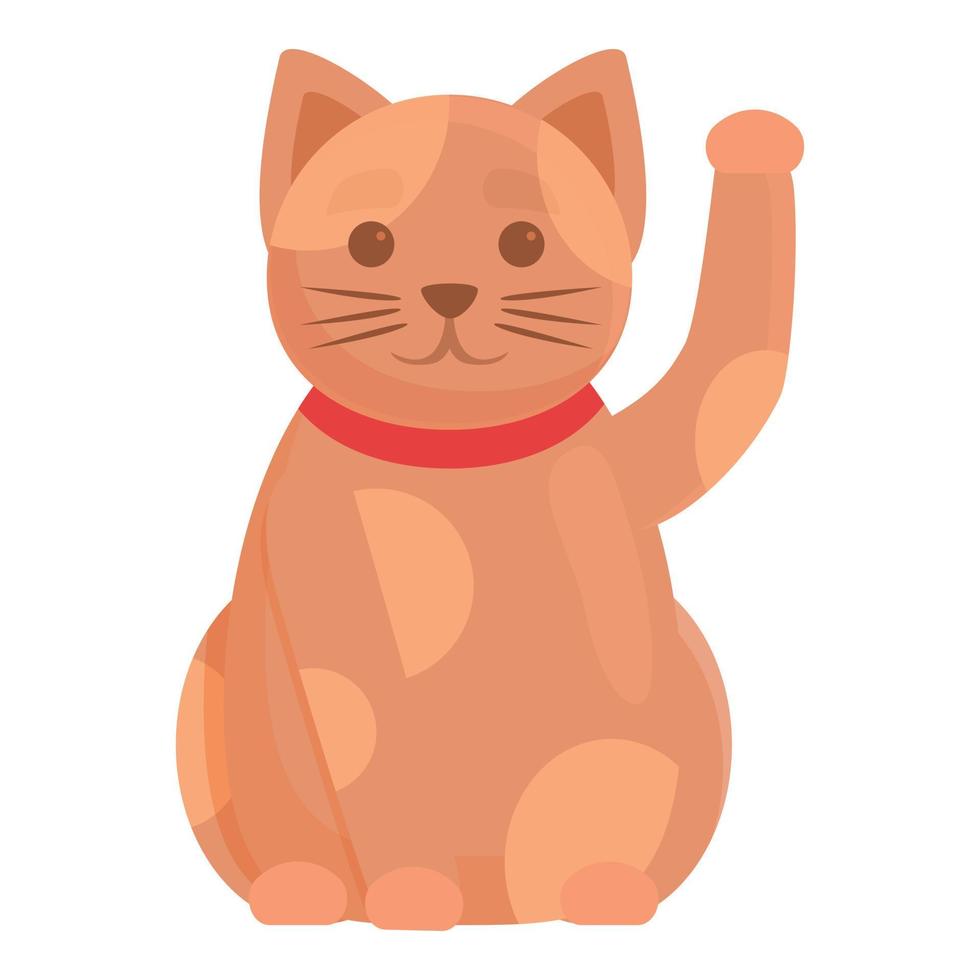 Japanese lucky cat icon, cartoon style vector