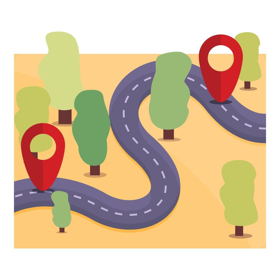 Navigation itinerary icon, cartoon style vector