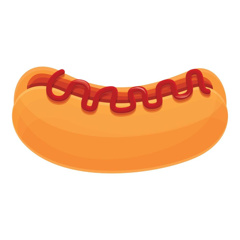 Takeaway hotdog icon, cartoon style vector