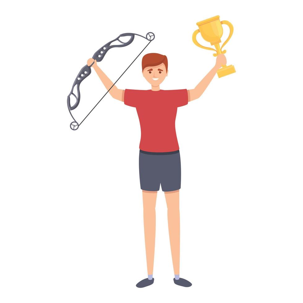 Archery winner icon cartoon vector. Archer man vector