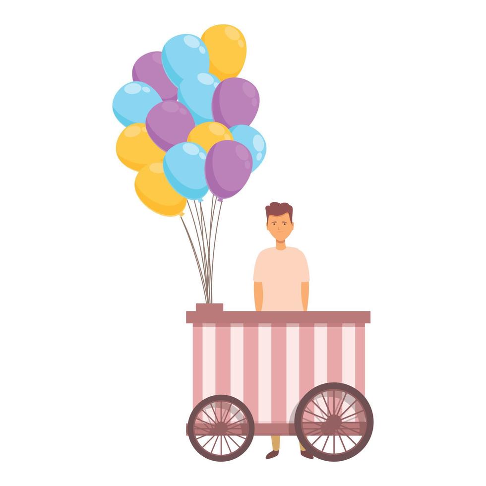 Cart balloon seller icon cartoon vector. Street selling 14350638 Vector