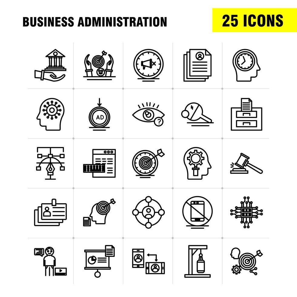 Business Administration Line Icons Set For Infographics Mobile UXUI Kit And Print Design Include Graph Chart Pie Chart Document Hammer Justice Lawyer Collection Modern Infographic Logo and vector