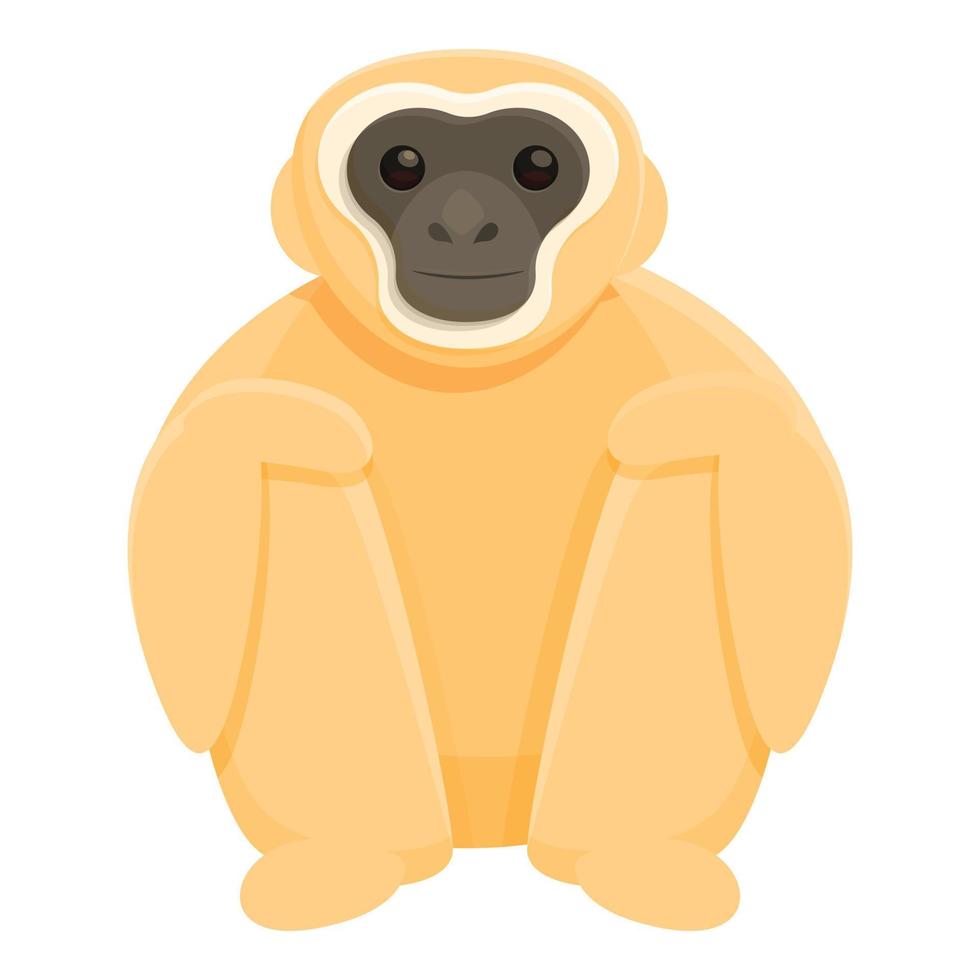 Gibbon zoo icon, cartoon style vector