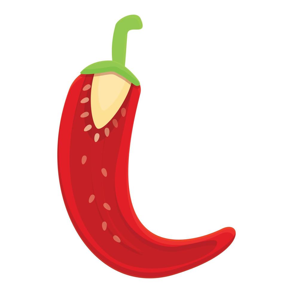 Red half pepper icon, cartoon style vector