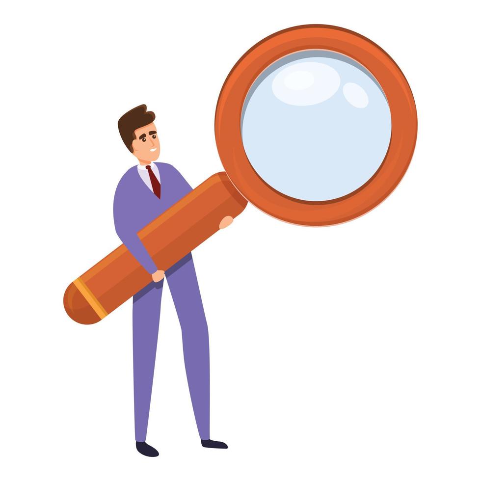 Magnifier agent icon, cartoon style vector