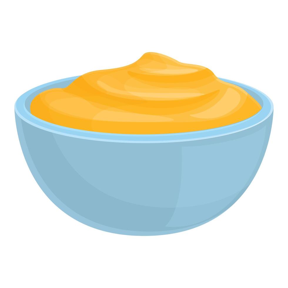 icono de plato de puré de patatas, estilo de dibujos animados vector