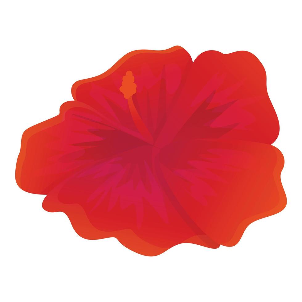 Red hibiscus flower icon, cartoon style vector