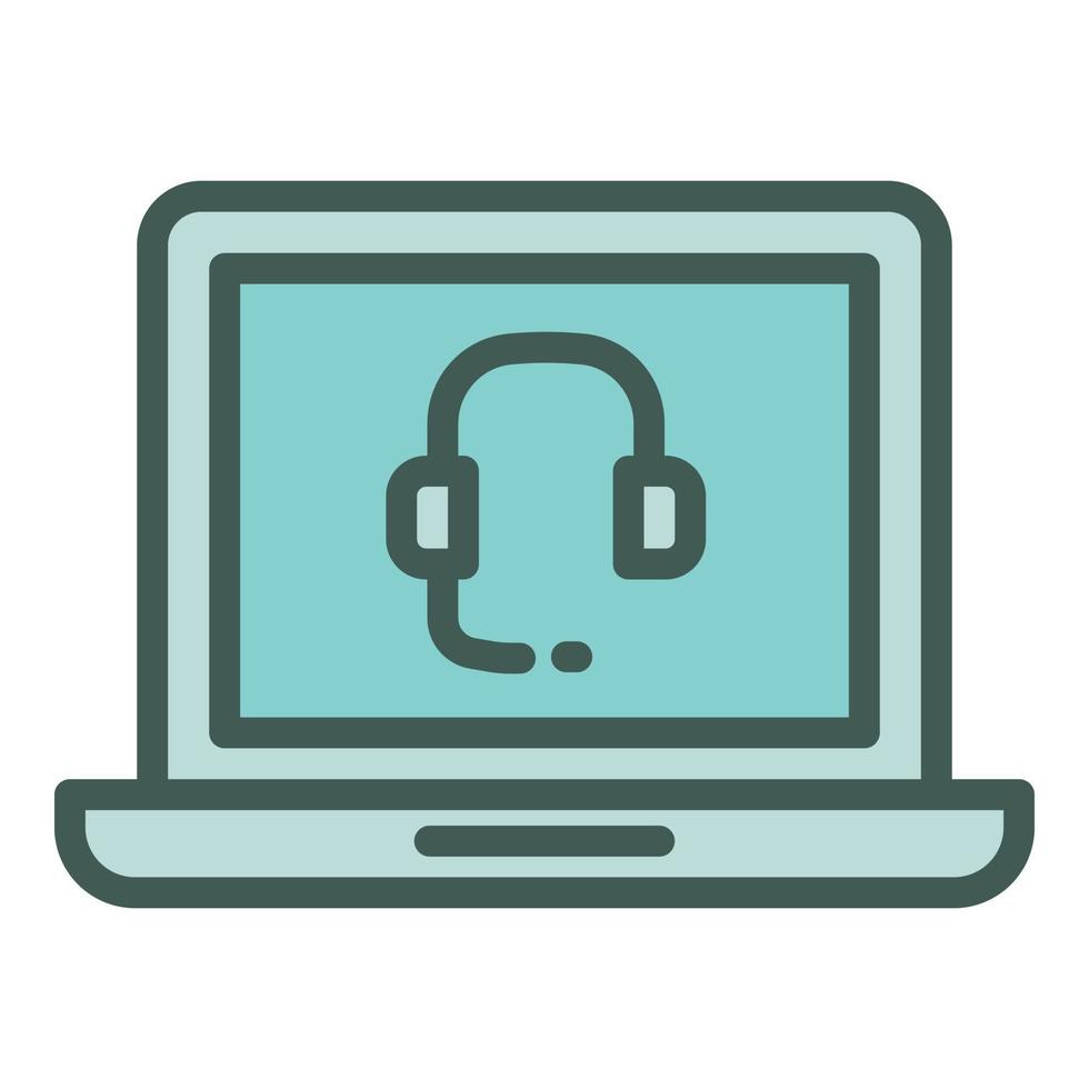 Call center laptop icon outline vector. Job work vector