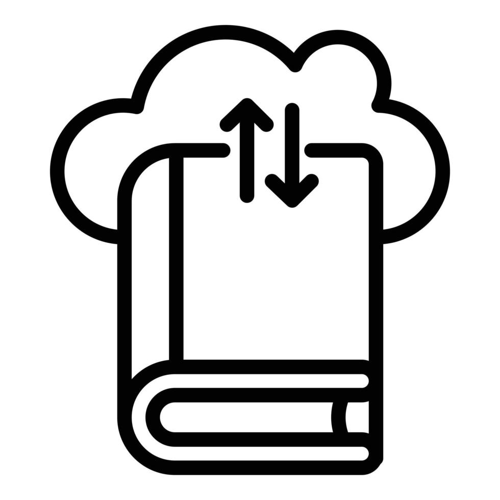 icono de libro de nube de aprendizaje interactivo, estilo de esquema vector