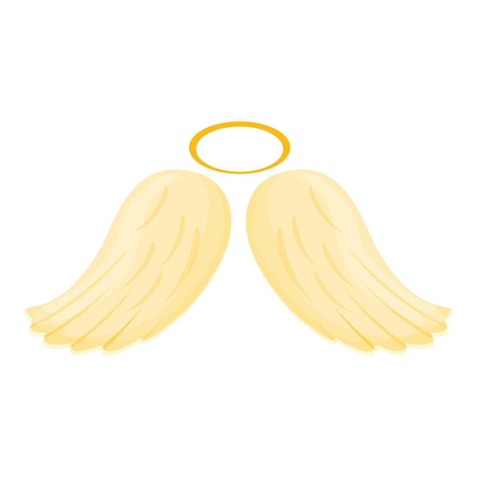 Halo wings icon, cartoon style vector