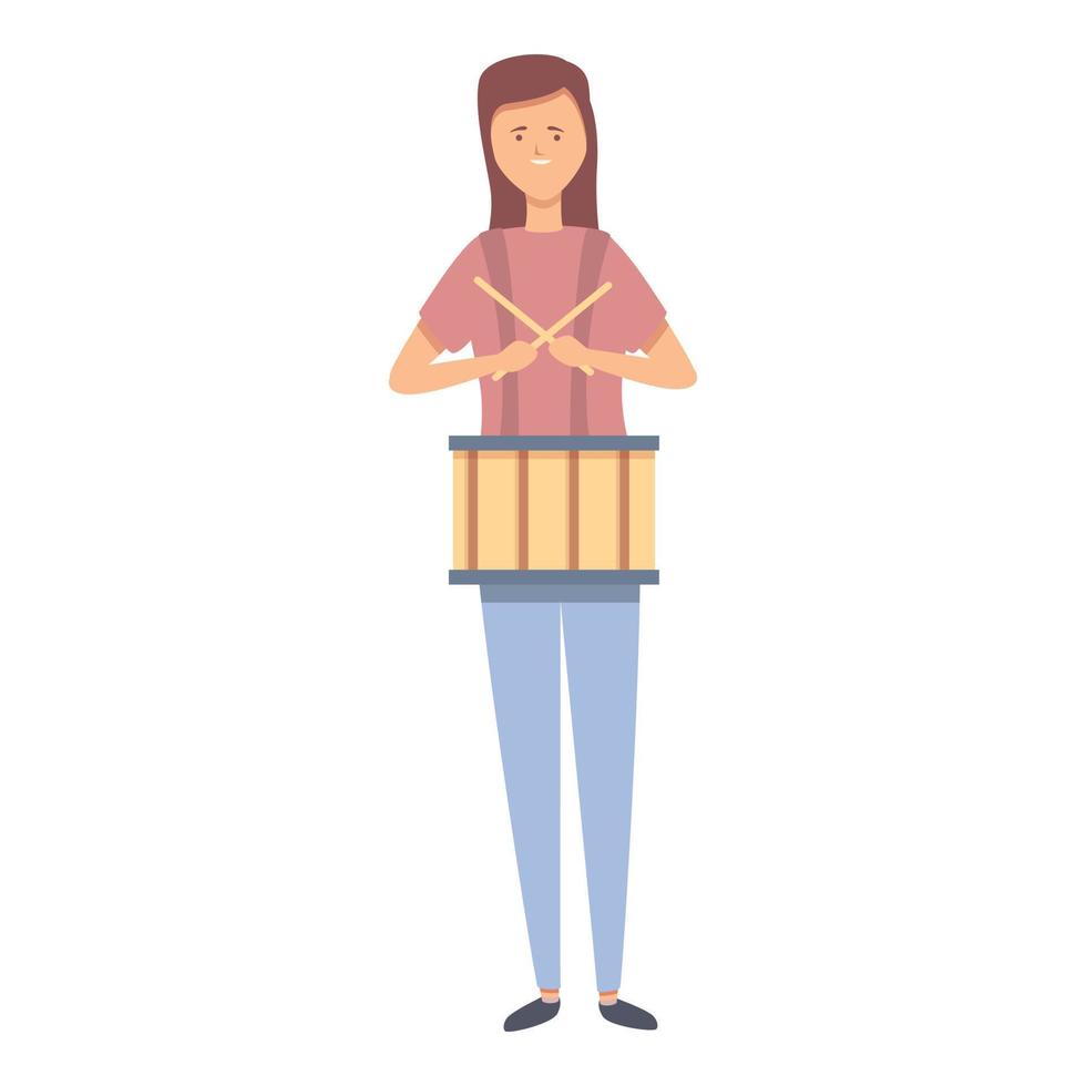 Girl play drums icon cartoon vector. Music school vector