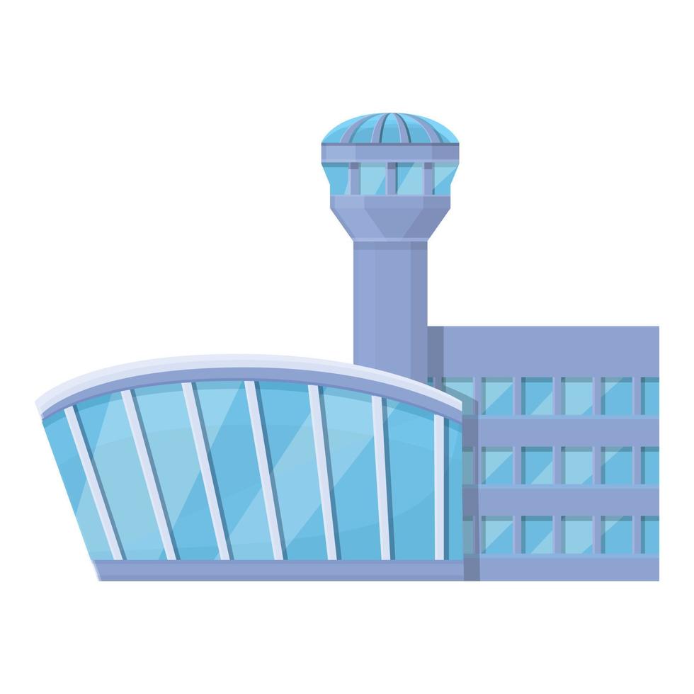 Airport control tower icon, cartoon style vector