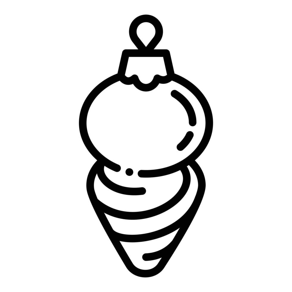 Christmas yellow cone tree toy icon, outline style vector