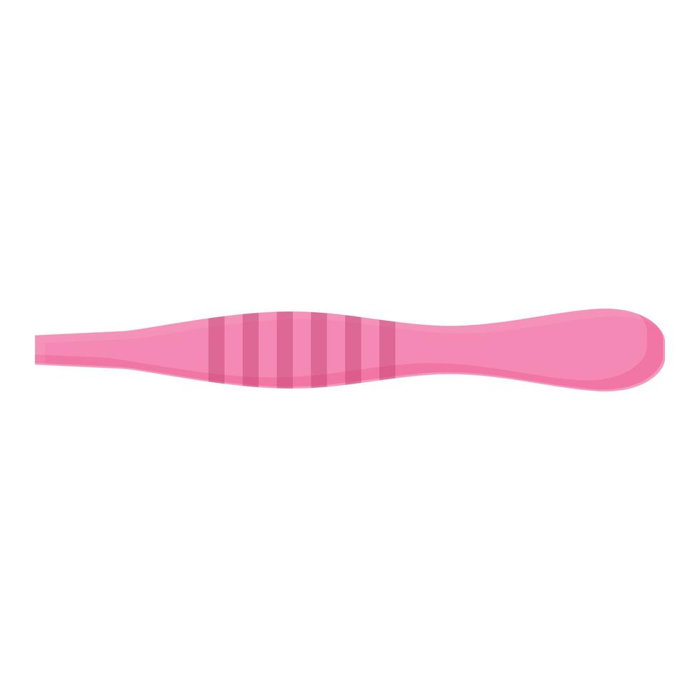 Pink tweezers icon, cartoon style vector