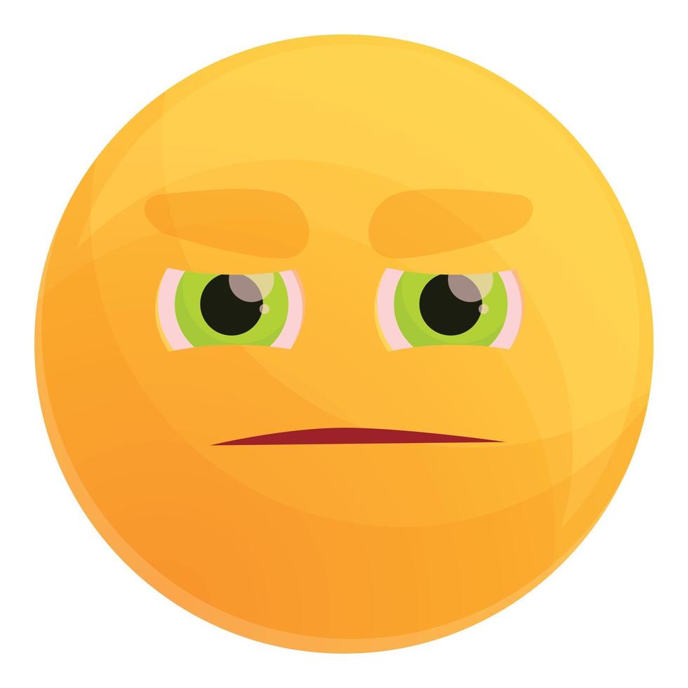 Suspicious emoticon icon, cartoon style vector