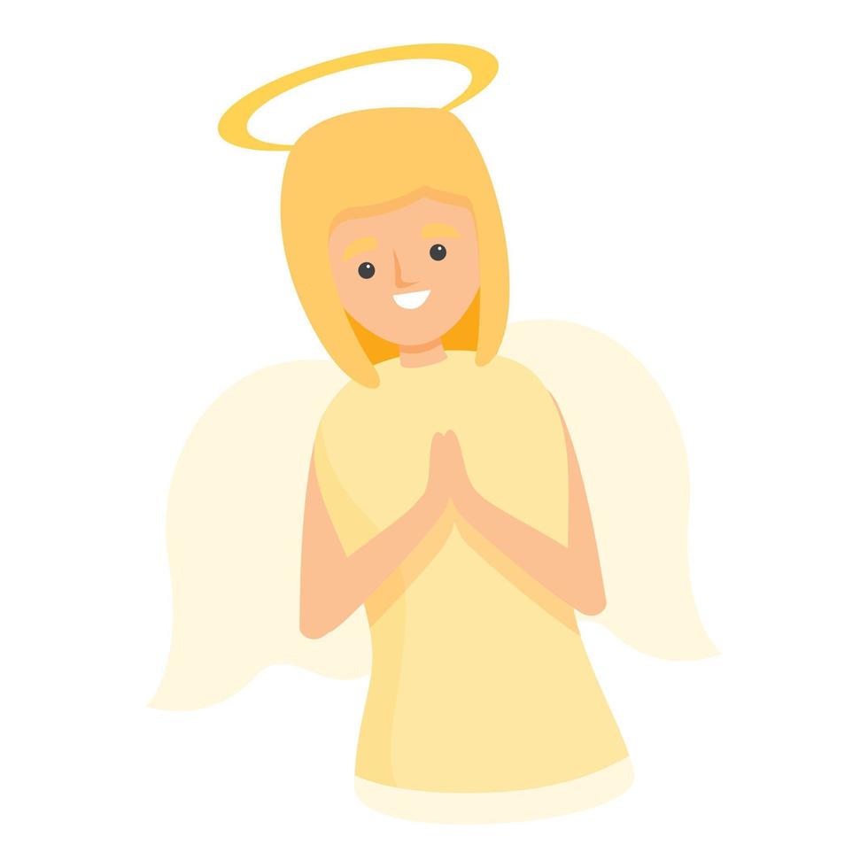 Angel girl icon, cartoon style vector