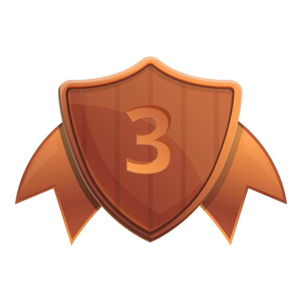 Third place shield icon, cartoon style vector