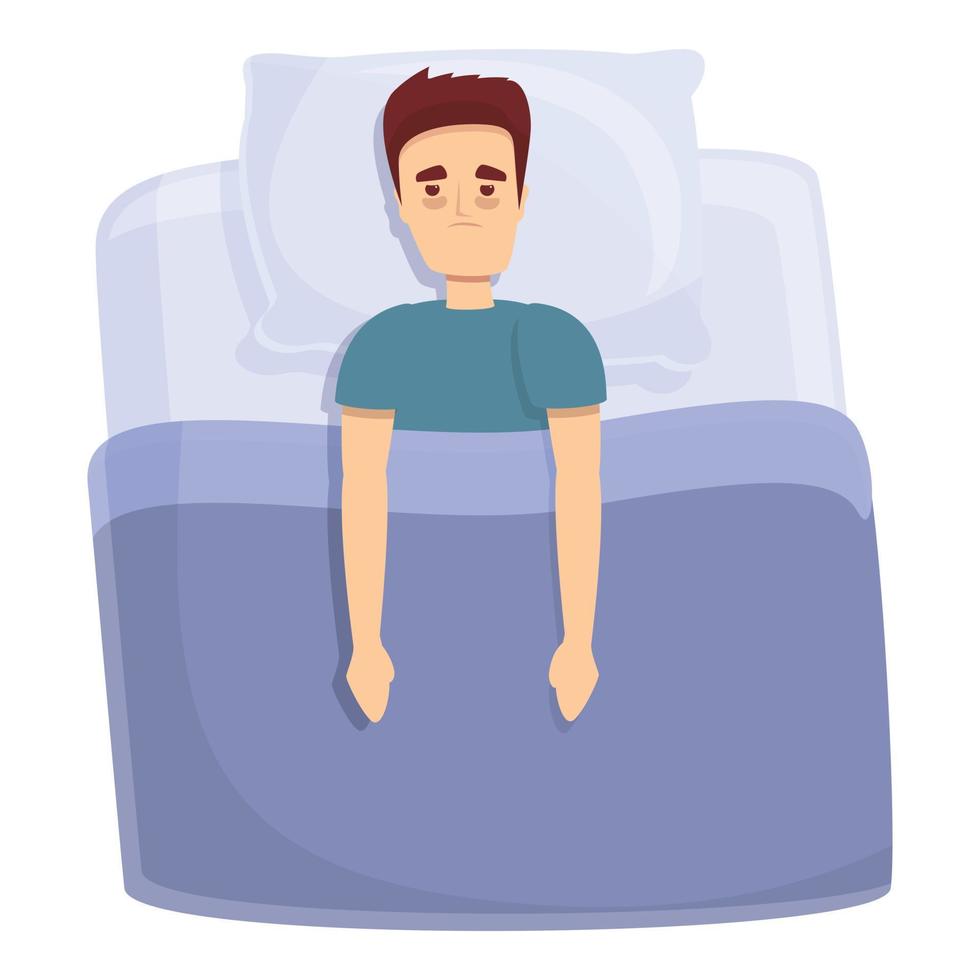 Boy sleep problem icon cartoon vector. Bed insomnia vector