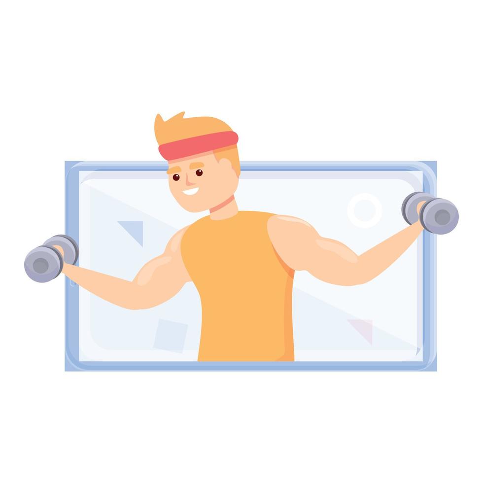 Extreme fitness blog icon, cartoon style vector