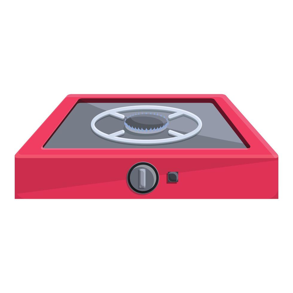 Burning gas stove equipment icon, cartoon style vector