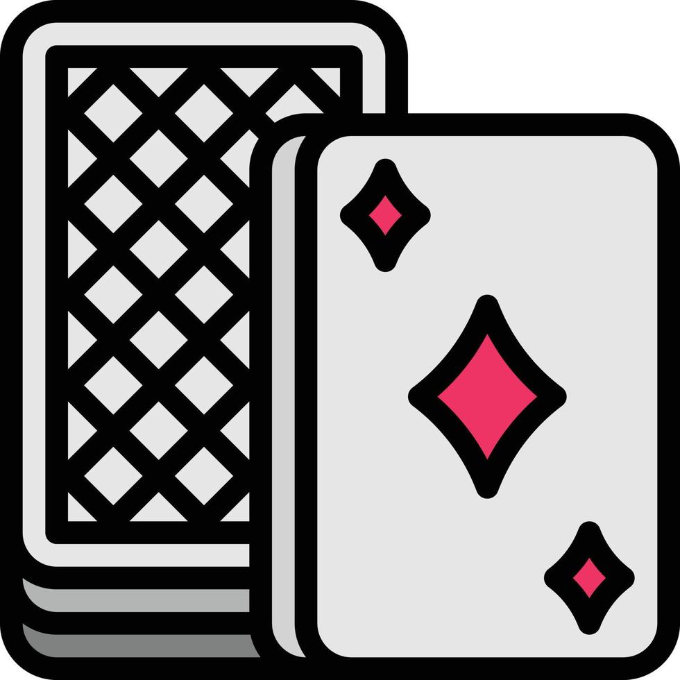 juego de cartas de póquer jugando entretenimiento - icono de contorno lleno vector