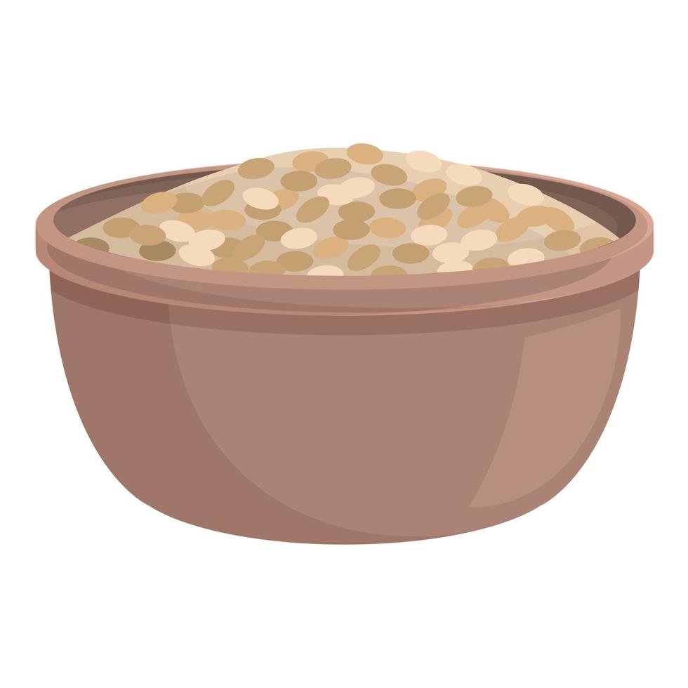 vector de dibujos animados de icono de tazón de frijol. semilla alimenticia
