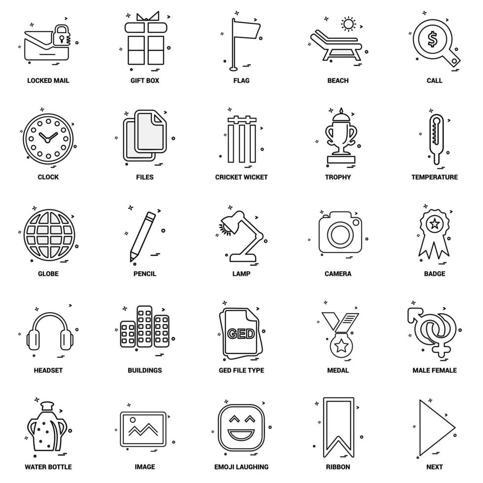 25 conjunto de iconos de línea de mezcla de concepto de negocio vector