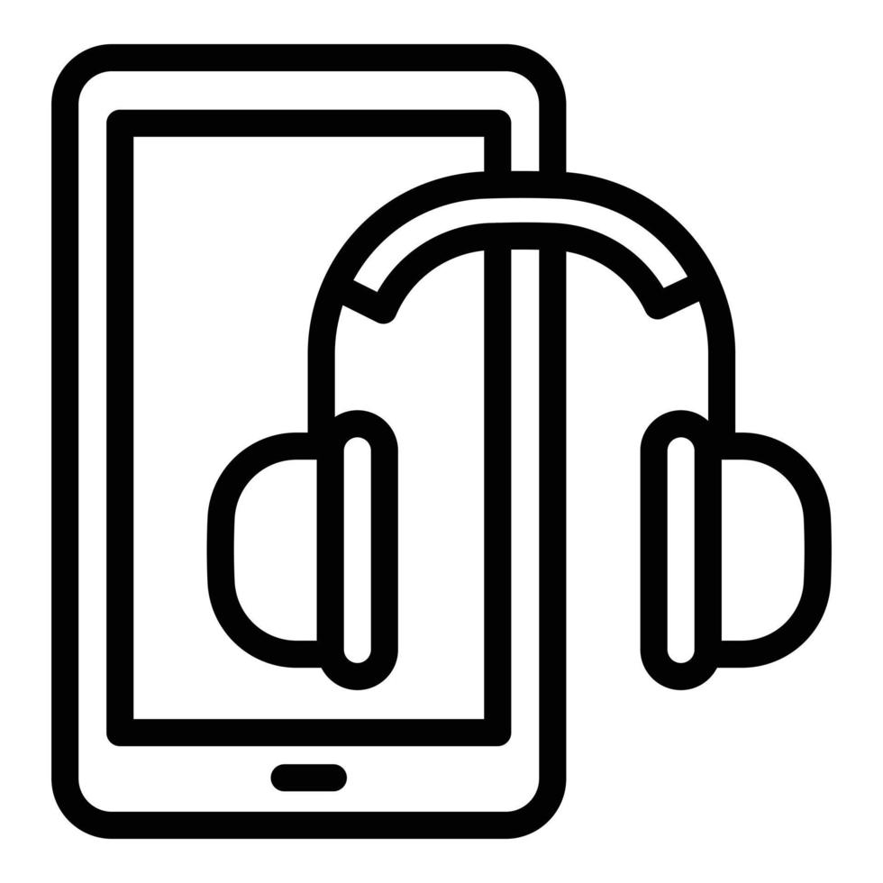 Interactive learning headphones icon, outline style vector