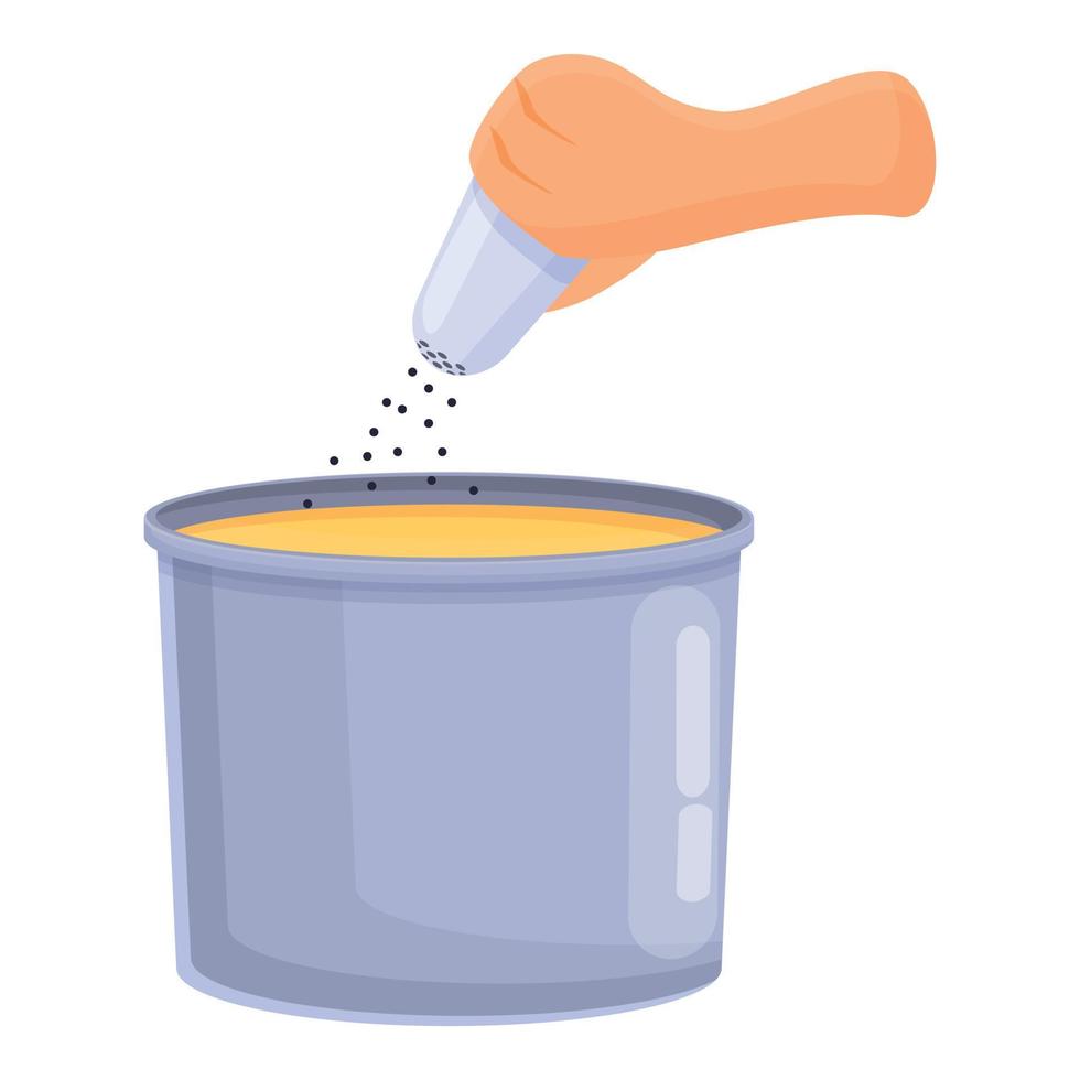 Salting food icon, cartoon style vector