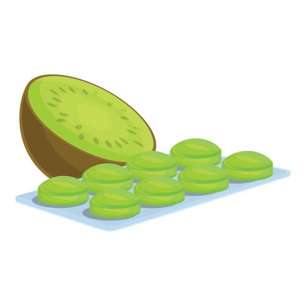 Kiwi cough drops icon, cartoon style vector