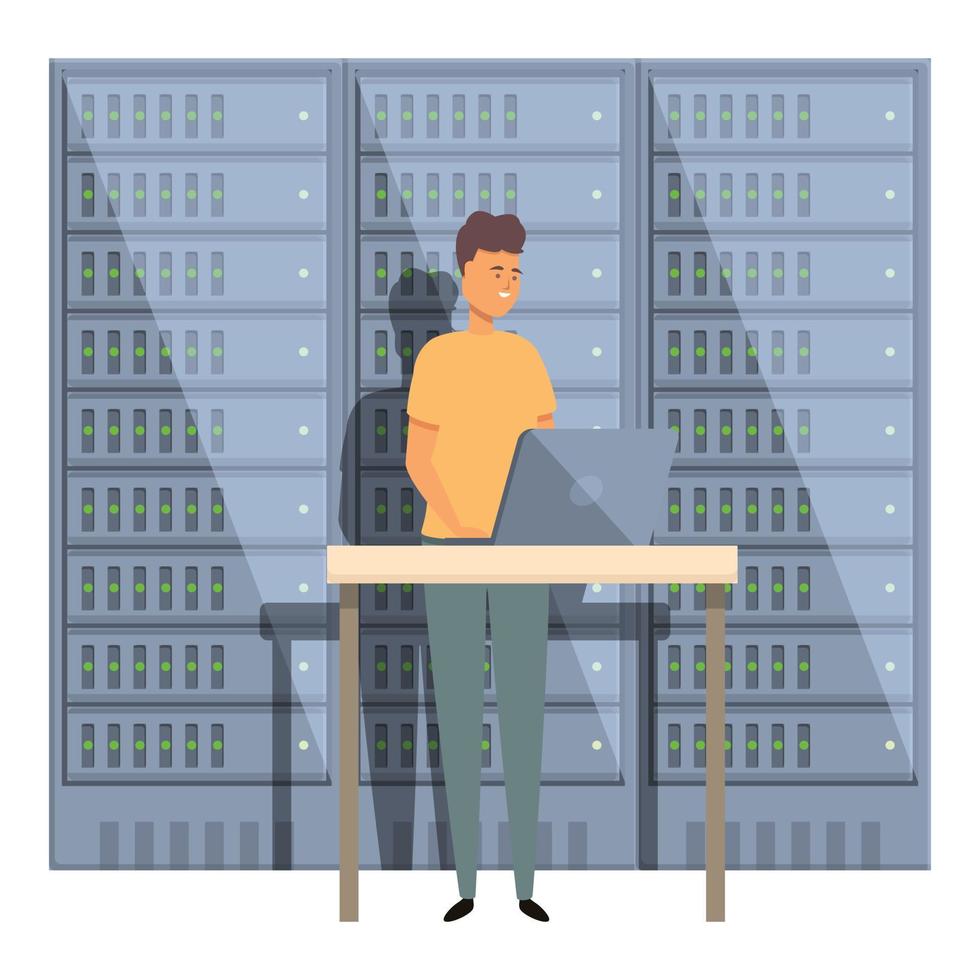 Server room administrator icon cartoon vector. Datacenter network vector