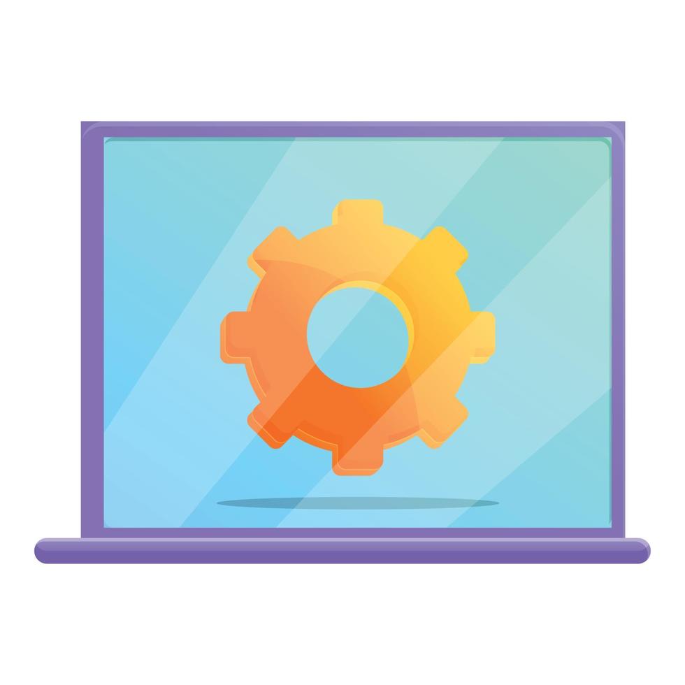 Marketing mix laptop icon, cartoon style vector