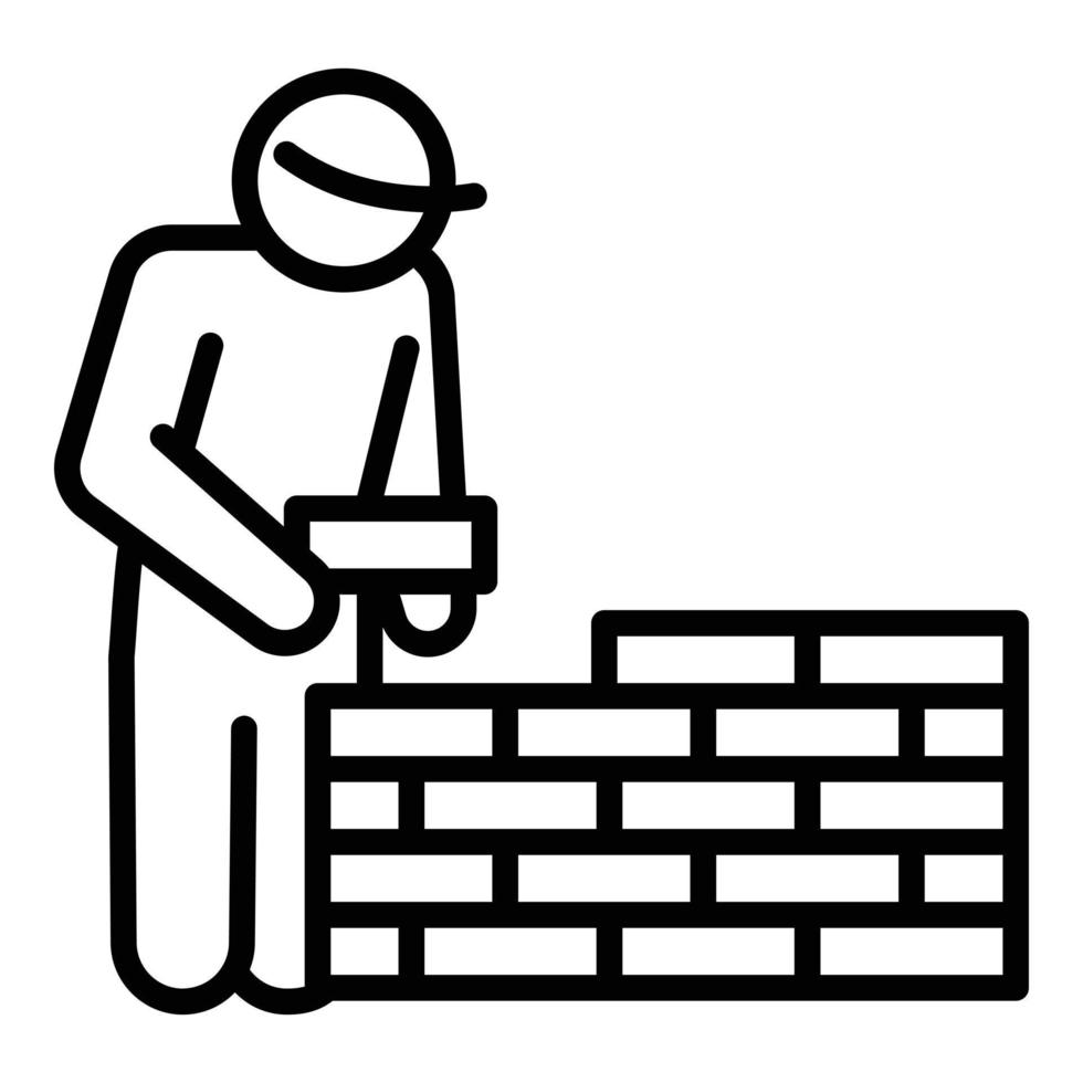 Masonry worker wall icon, outline style vector