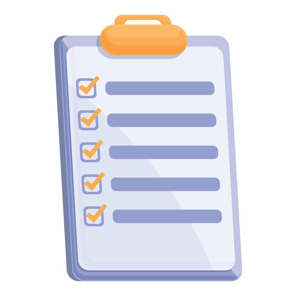 Clipboard task schedule icon, cartoon style vector