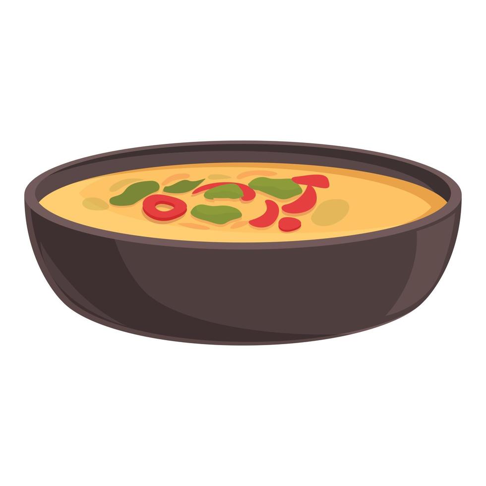 vector de dibujos animados de icono de sopa de verduras. plato de comida