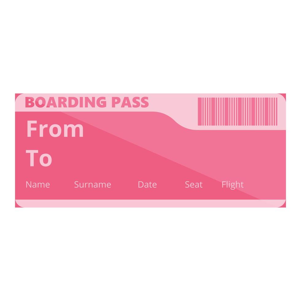 Holiday boarding pass icon, cartoon style vector
