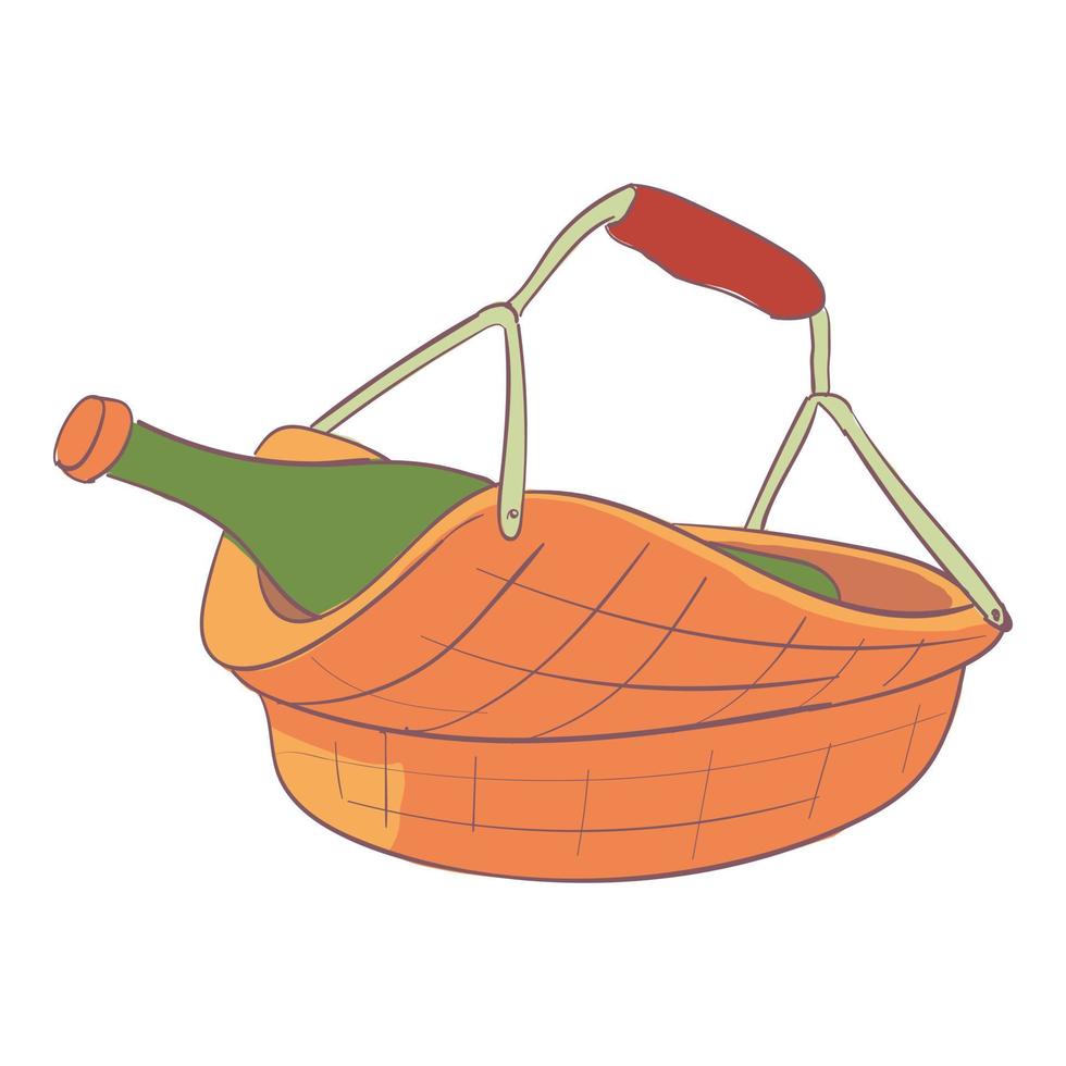 icono de cesta de botella, dibujos animados y estilo plano vector