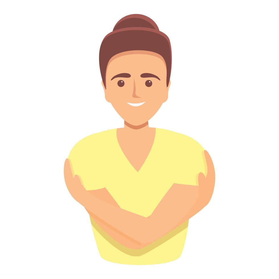 Girl self care icon, cartoon style vector