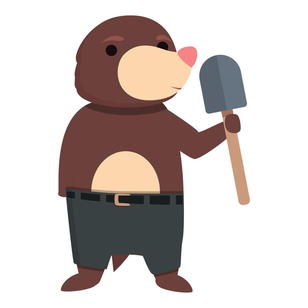 Mole take shovel icon cartoon vector. Cute animal vector