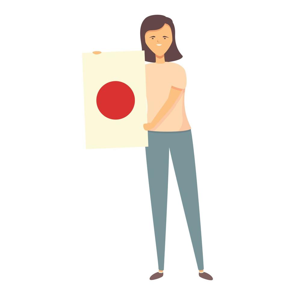 chica con vector de dibujos animados de icono de bandera de japón. niño del mundo