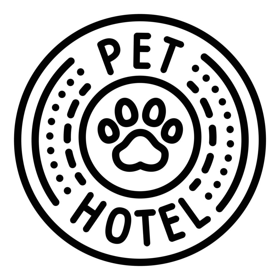 icono del emblema del hotel para mascotas, estilo de esquema vector