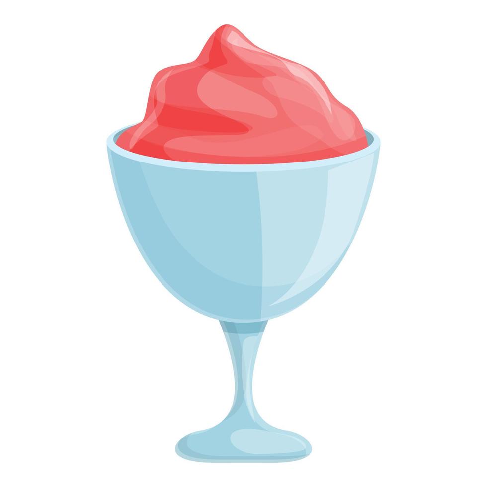 Raspberry ice cream icon, cartoon style vector