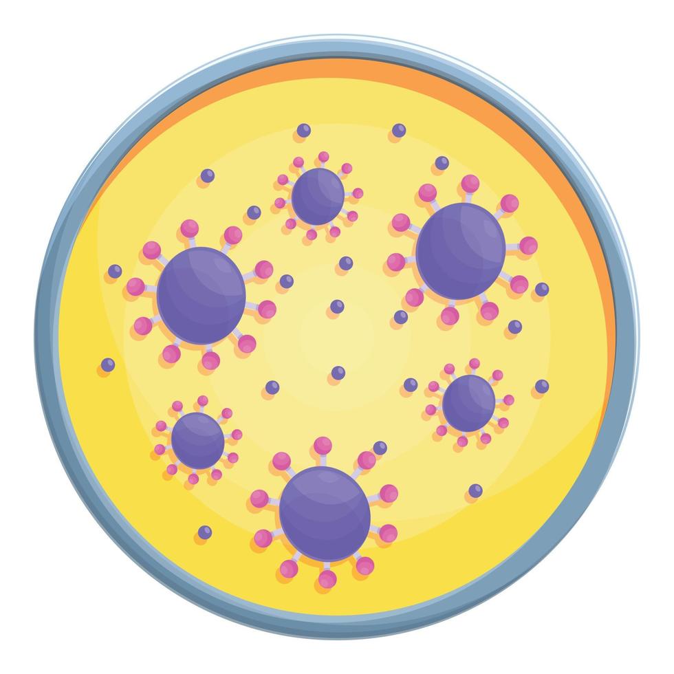 Petri dish laboratory icon, cartoon style vector