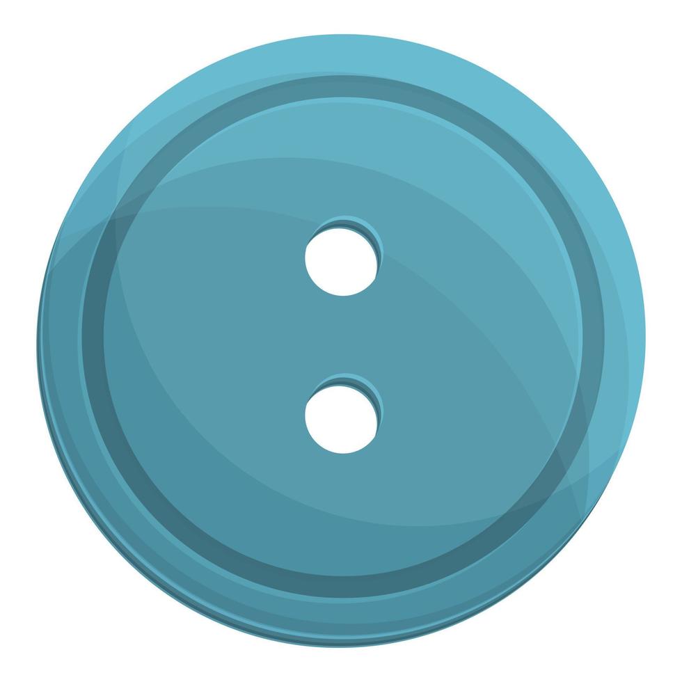 Sewing blue button icon, cartoon style vector