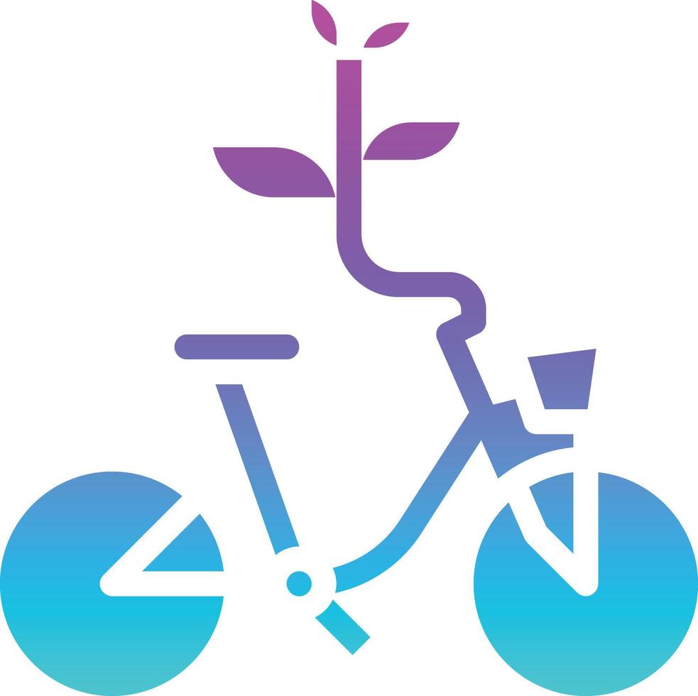 bicycle healthy excercise ecology plant - solid gradient icon vector