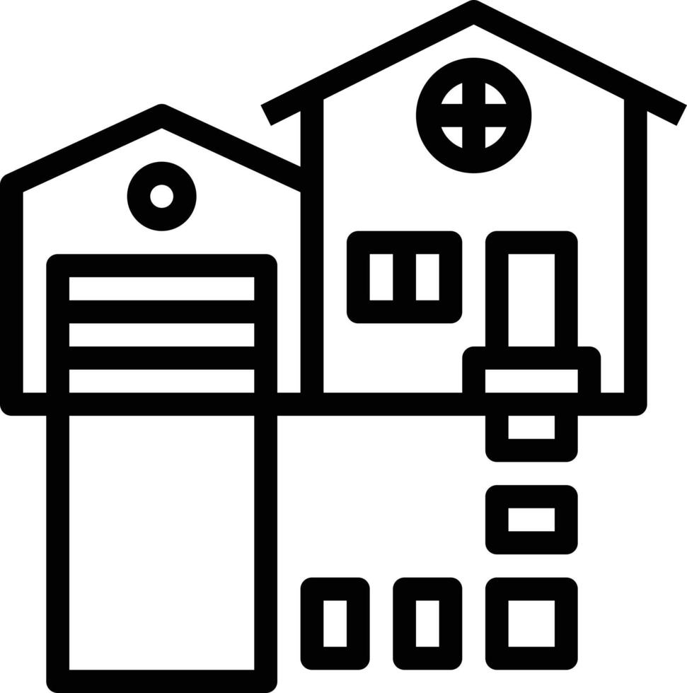 house home garage family building - outline icon vector